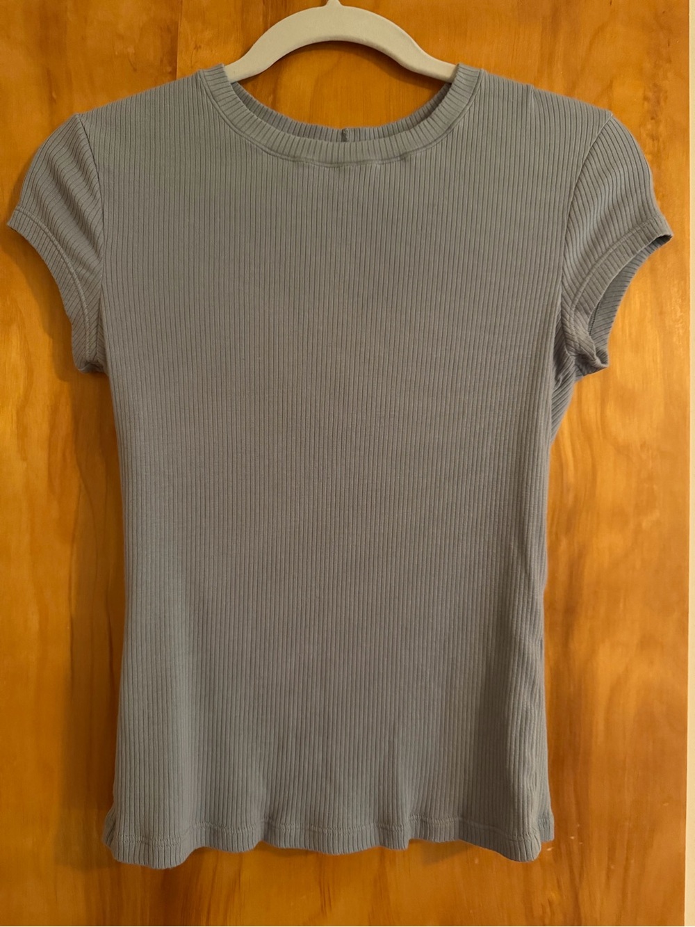 Fabletics Light Blue Ribbed Short Sleeve Top - Picture 2 of 5